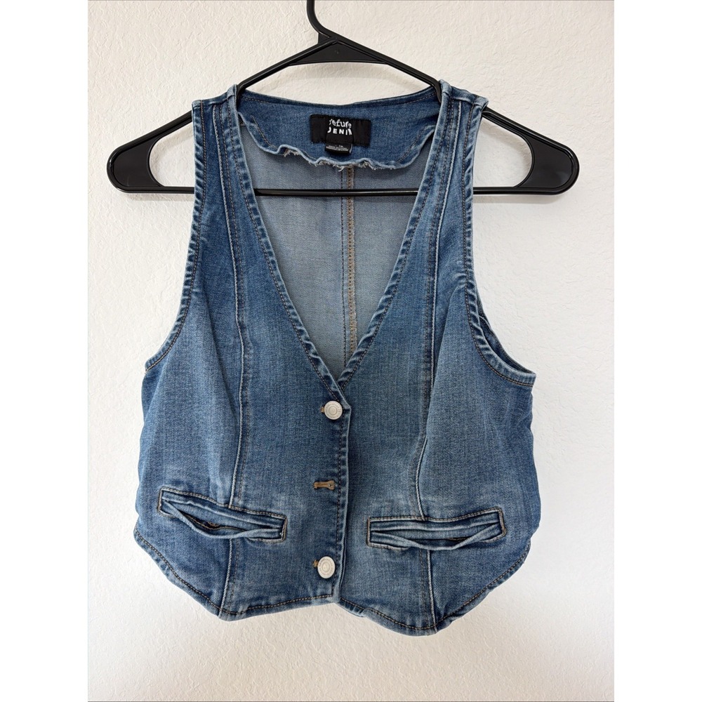 Refuge Dark Blue Denim Vest Sz Small / Petite